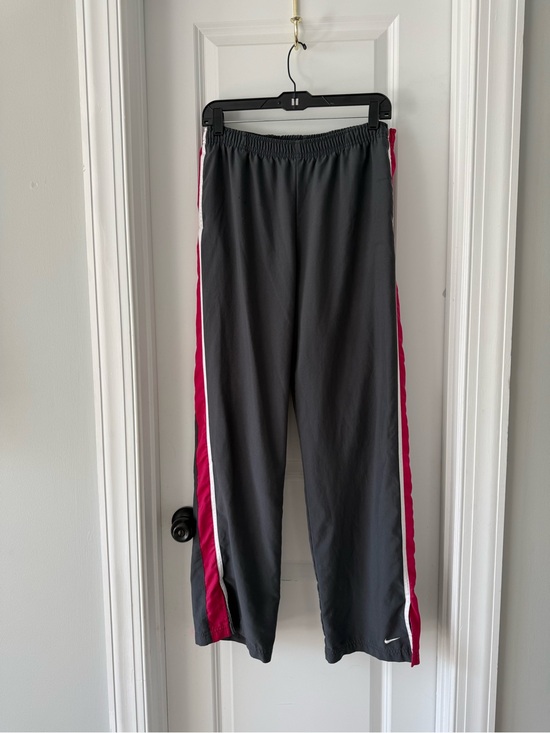 Nike Pants - Vintage Y2K Nike Grey Track Pants with Pink & White Side Stripes